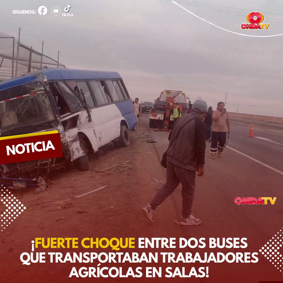DOS BUSES QUE TRASLADABAN TRABAJADORES AGRÍCOLAS CHOCAN EN LA PANAMERICANA SUR